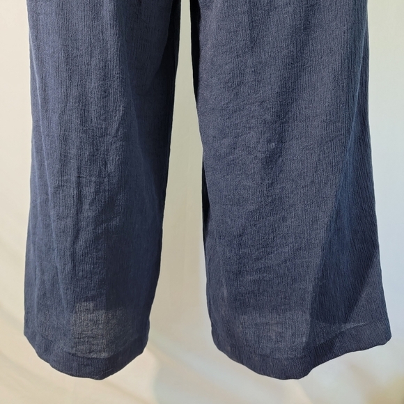 MOD REF Womens Navy Jumpsuit Sz M Wide Leg Short Sleeve Back Button Side Zip - Picture 8 of 11